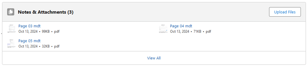 Notes and attachments related list with 3 files.