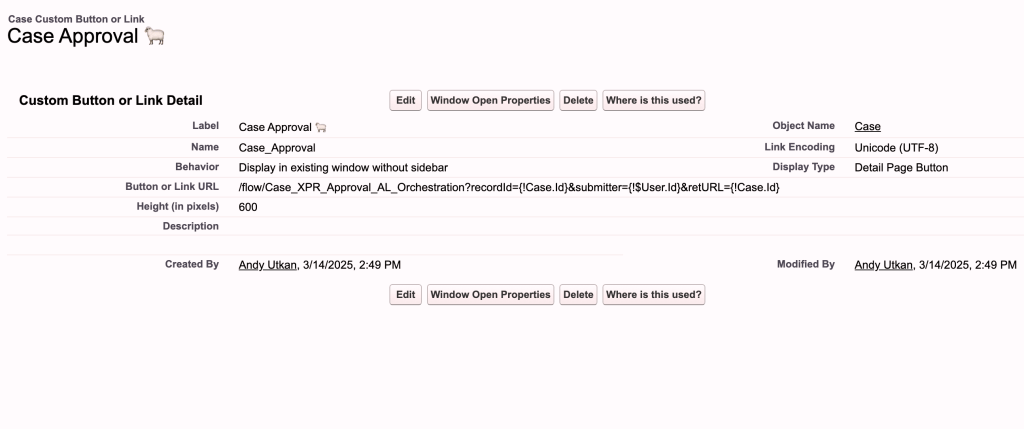 Case Approval Custom Button URL Syntax