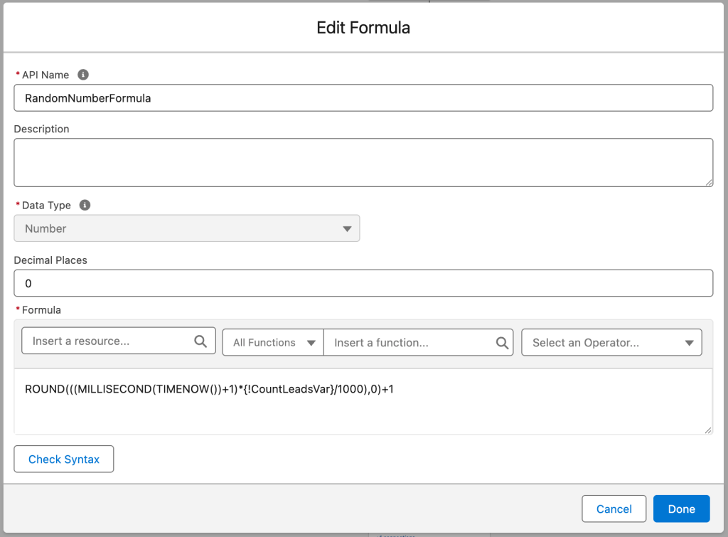 Time Function Random Number Formula