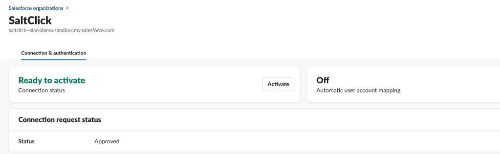 Review the connection details and then click Activate