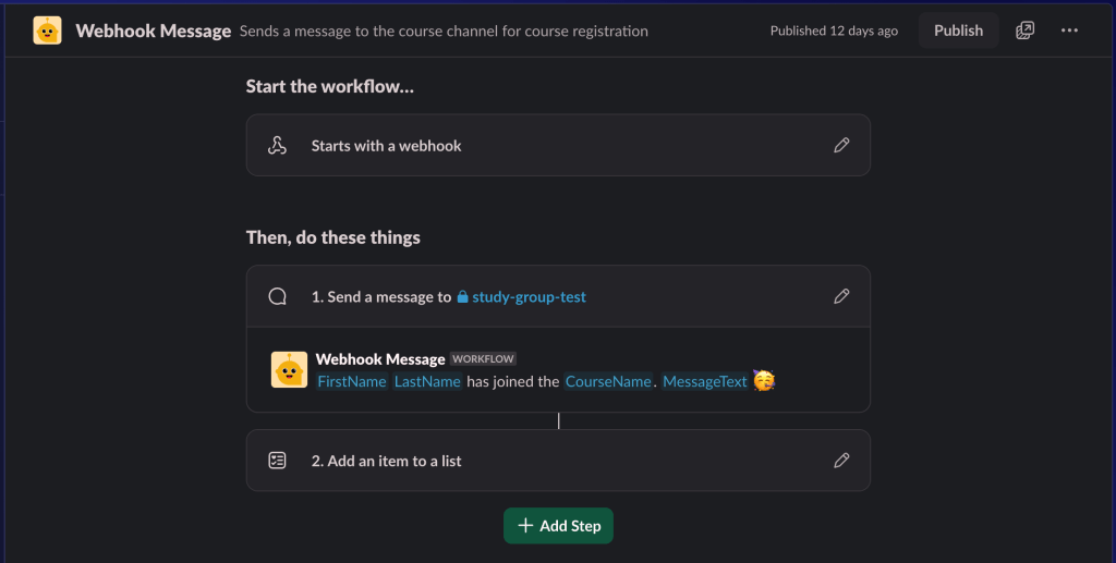 Slack Workflow Triggered by Webhook