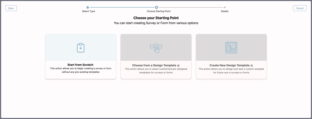 SurveyVista Create Screen