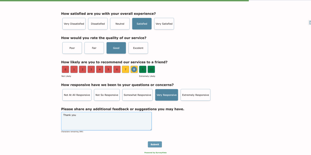 Survey Vista Survey Form