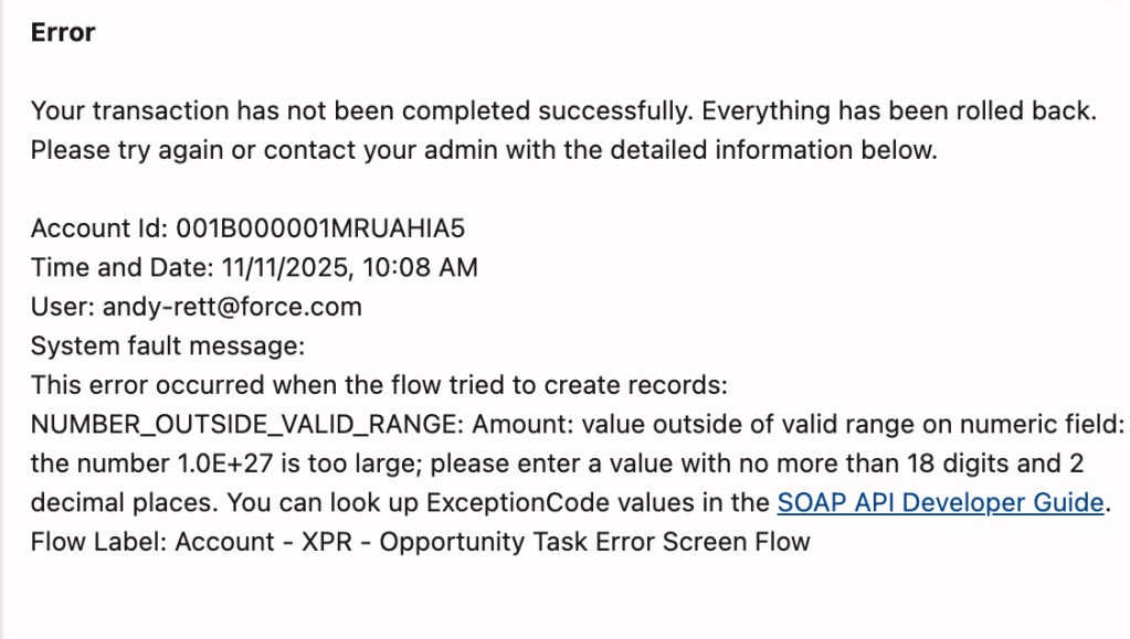 Flow Error Screen 2