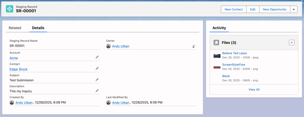 Staging Record - Document File Attachment Uploaded