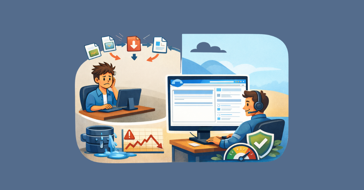 Guy frustrated on the left, and happy on the right once he found a solution to his problem. Blog image for The Ultimate Guide to the Salesforce Screen Flow File Preview Component