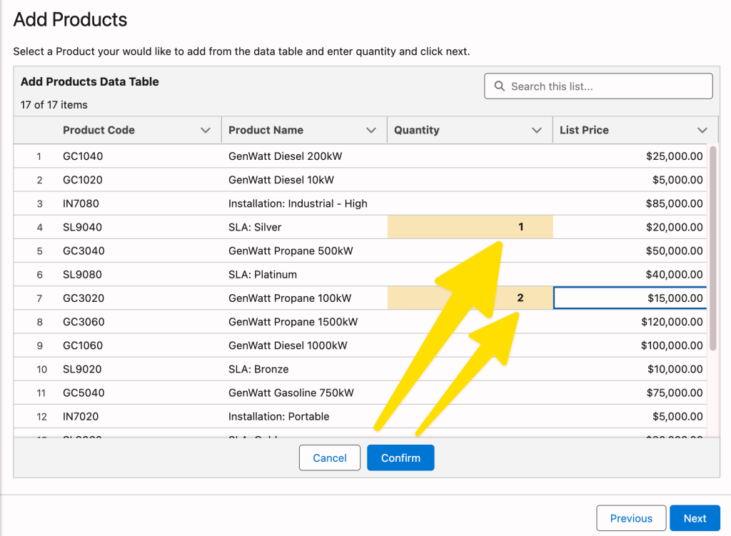 Add Opportunity Line Items on Editable Data Table