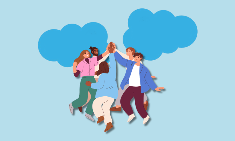 Illustration of a diverse group of people standing together, representing inclusive and accessible design for all users.