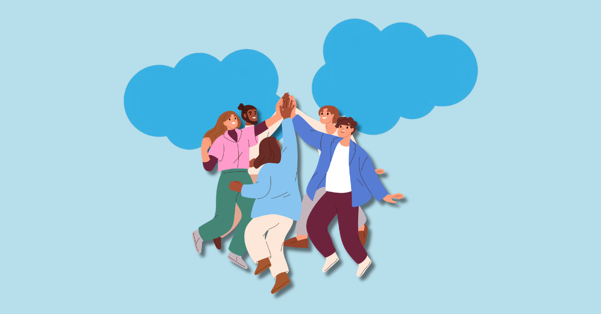 Illustration of a diverse group of people standing together, representing inclusive and accessible design for all users.